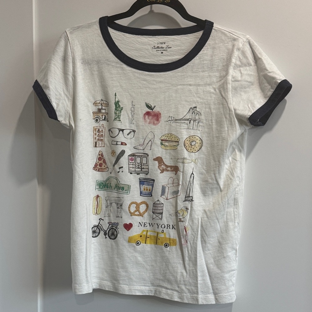 J Crew Factory shirt with New York Icons - White and navy